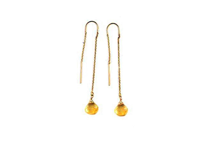 Gold Plated Citrine Threader Fashion Earrings